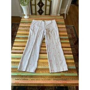 Brooks Brothers Pants Womens 14 Embroidered Seersucker Natalie Fit 100% Cotton